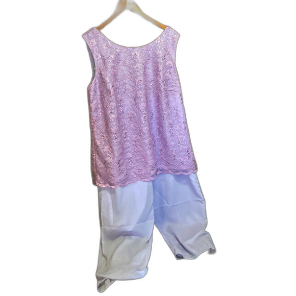 Adrianna Papell Purple Sequin Tank Top and Pants Set Size 10 - Picture 4 of 14